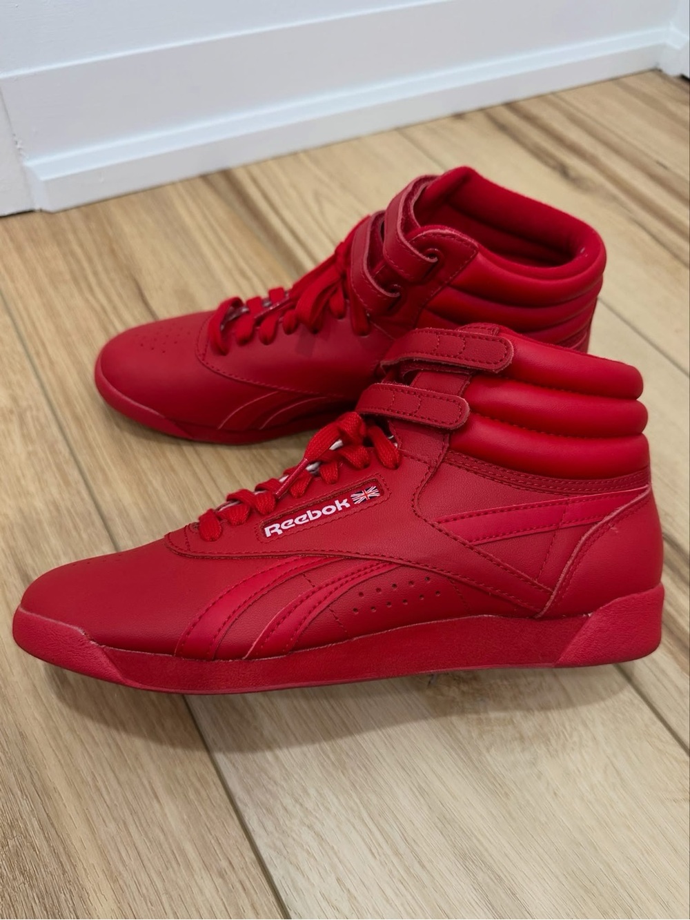 All-Red Reebok Freestyle Hi Spirit “Excellent Red” High Tops! Size 8 Women’s.